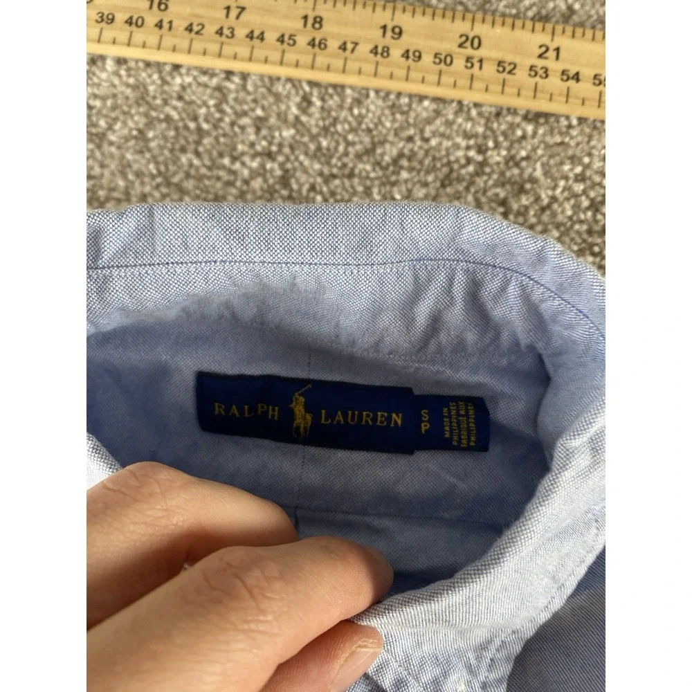 Polo Ralph Lauren Solid Light Blue Button Down Mens S Flesh Pony Cotton Work